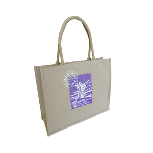 Natural Eco-friendly Custom Printed Logo Letter ISO9001 Certified Medium Size <b>Waterproof</b> Jute Tote <b>Bag</b> Wholesale Promotional - Product Image 5