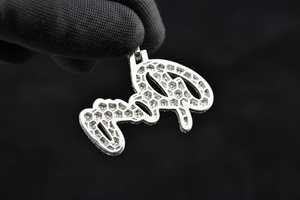 Pendentif Lettre Initiale Bicolore en Argent Sterling 925 avec Moissanite VVS Hip Hop, Passe le Test du Diamant - Product Image 2