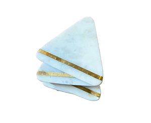 Newly Made Design <b>Marble</b> <b>Coaster</b> With Brass Strip Stone <b>Coaster</b> With Brass Mats & Pads At very best selling Price - Product Image 1