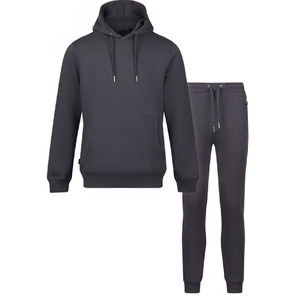 Ensemble deux pièces personnalisé en molleton : sweat à capuche oversize et pantalon de jogging pour homme, 100 % coton, motif uni, imprimé hiver - Product Image 1