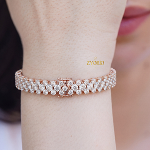 Sterling Silver Classic Double Row Lab Grown Diamond Statement <b>Bracelet</b> Elegant Sparkling Luxury Jewelry Women Wedding Gift - Product Image 5