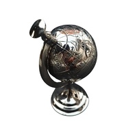 Globo Terráqueo Giratorio de Aluminio con Acabado Plateado Hecho a Mano por WB INC INDIAN, Diseño Contemporáneo Grabado, Globo Terráqueo Personalizado en Color