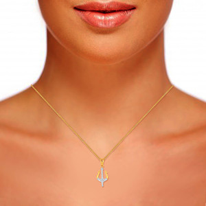 Colgante de oro de lujo inspirado en un ancla con diamantes cultivados en laboratorio de corte brillante redondo y detalles pavé para mujer - Product Image 4