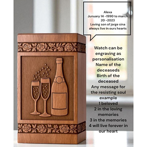 Handmade Rosewood Cremation Urn: Champagne Toast, Personalized Memorial urn Memorial Keepsake by AYAANS - Product Image 5