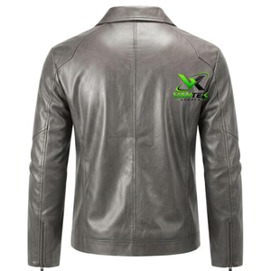 VANTEX Veste en cuir véritable pour homme, écologique, vintage, col rabattu, fermeture éclair, style motard, beige, hiver, coupe ajustée - Product Image 4