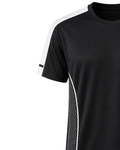 T-shirt de sport noir personnalisé pour homme, séchage rapide, respirant, course à pied, gym, fitness, athlétique, polyester, entraînement, haut de sport, vêtement actif - Product Image 3