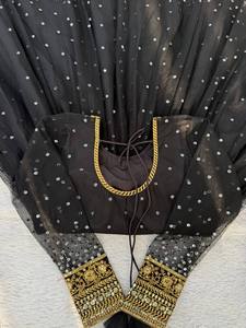 Salwar noir de luxe brodé à séchage rapide avec dupatta, tenue de soirée estivale pour femmes, robe ethnique de créateur pour mariage et festival de l'Aïd - Product Image 6