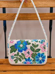 Beaded Embroidery Bohemian Flap Purse <b>Heart</b> Pattern for Women Single Strap Shoulder Bag Handcrafted Eco-Friendly Red for - Product Image 5