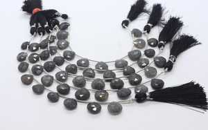 ลูกปัดหินซันสโตนสีดำธรรมชาติทรงหัวใจขนาด 7x14-8x16 มม. ลูกปัดพลอยซันสโตนสีดำขนาด 6 นิ้ว ลูกปัดซันสโตนเจียระไนสำหรับทำเครื่องประดับ - Product Image 4