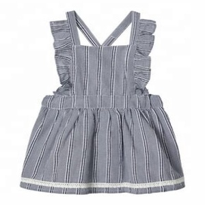 Robe rose confortable pour filles, tenue élégante, belle robe rose en coton à carreaux, avec taille ajustable et joli dos croisé, Style mignon - Product Image 1