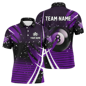 Camiseta de billar de secado rápido y tela que absorbe la humedad para hombre, camiseta de billar personalizada con estampado para jugador de billar. - Product Image 2