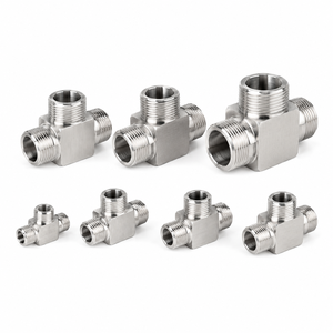 Conector en T de 3 vías de acero inoxidable con rosca NPT hembra, reductor de tuberías hidráulicas, codo forjado con extremo roscado - Product Image 3