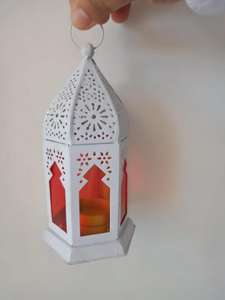 Elegant White <b>Brass</b> Square <b>Lantern</b> Decorative Moroccan Hanging Candle Holder Shabby Chic Indoor Outdoor Garden Home Decoration - Product Image 5