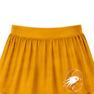Mustard Yellow Cheerleading <b>Skirt</b> Pleated Athletic Uniform <b>Skirt</b> With Striped Trim Team Performance Wear Custom Sports Apparel - Product Image 5