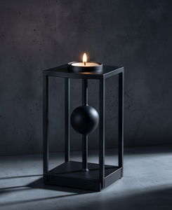 Candelabro de Metal con Acabado Negro de Lujo, Forma de Jaula Arquitectónica con Portavelas Flotante, Decoración Elegante para Mesa de Boda - Product Image 5