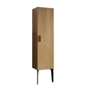 Armoire de rangement autoportante Emilia 14S rayée noir mat, meuble latéral moderne pour salle de bain, compatible KD - Product Image 2