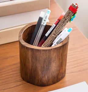 Handcrafted Rectangular Wood <b>Pen</b> holder <b>Customised</b> Logo 3 Pieces For Table Desk Organizer & Stationary Storage Holder - Product Image 4