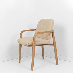 Fauteuil d'intérieur en teck massif, rembourré en tissu, chaise de salle à manger pour hôtel, mobilier pour projets de restaurants, fabricant indonésien - Product Image 4