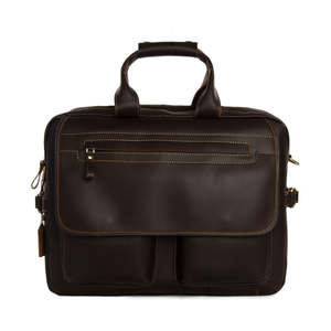Custom Leather <b>Briefcase</b> for Men Luxury Multi Pocket Laptop Bag Durable Office Work Messenger Bag with Custom Logo - Product Image 1