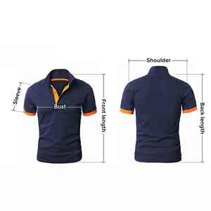 เสื้อโปโลชายสีน้ำเงินกรมท่า แขนสั้น แต่งขอบสีส้ม สไตล์ลำลอง ผ้าถักแบบสปอร์ต ระบายอากาศได้ดี - Product Image 5