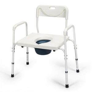 Heavy Duty 3-in-1 Commode Chair 34\" X 21\" X 35.5\"-39\" with Sturdy Iron Frame for Elderly/Disabled Includes Removable Bucket - Product Image 1