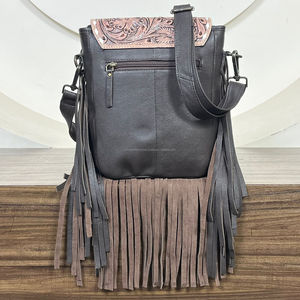 Nuevo Bolso Bandolera Cruzado de Cuero Vacuno Repujado a Mano con Flecos, Elegante y Moderno Estilo Occidental, Bolso de Hombro para Mujer - Product Image 6