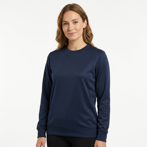 Men's <b>Navy</b> Blue Crew Neck Pullover Sweatshirt Regular Fit Knitted Solid Color Casual Long Sleeve <b>Top</b> - Product Image 2