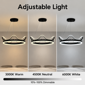 Modern Metal <b>Ring</b> Chandelier 60cm 64W Tricolor Dimmable Adjustable Height For Dining Room Living Room Restaurant - Product Image 4
