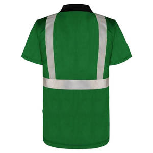 เสื้อโปโลสะท้อนแสงสำหรับผู้ชาย แขนสั้น สีเขียวดำ ตัดสี  สำหรับงานนิรภัย มีกระเป๋า ระบายอากาศได้ดี - Product Image 5