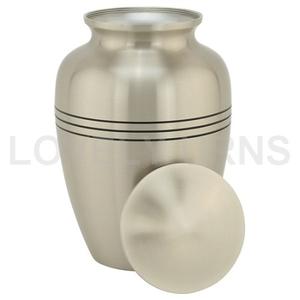 Urna Funeraria Blanca Estilo Americano de Tres Bandas, 200 Pulgadas Cúbicas, Extra Grande, con Acabado Satinado y Tres Bandas Negras - Product Image 5