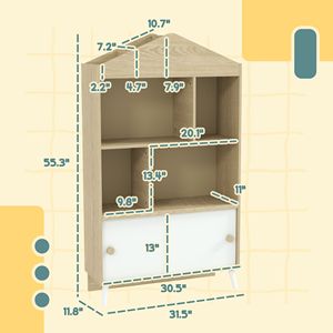 Scaffale giocattolo per bambini 4-Cubby per sala giochi per camera dei bambini da soggiorno libreria e giocattolo altri mobili per bambini - Product Image 3