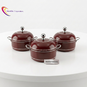 Olla de acero inoxidable para calentar comida, plato aislante color granate, utensilios de cocina de lujo, estilo árabe, plato para buffet. - Product Image 2