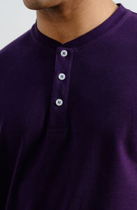 T-shirt à manches courtes pour homme, couleur unie, col rond, coupe classique, tricoté, décontracté, de haute qualité, violet - Product Image 6