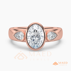 14K Rose Gold Oval Cut Moissanite Three <b>Stone</b> Engagement Ring Bridal Jewelry Gift Women USA Trend - Product Image 5