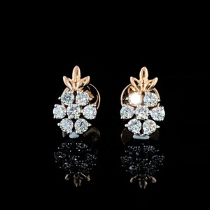 14K Solid Rose Gold 0.35ct Lab Grown Diamond Floral Cluster Stud <b>Earrings</b> Wedding Elegant Jewelry Gift for Women - Product Image 3