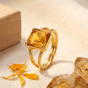 Anillo Chapado en Oro Citrino, Plata de Ley 925, Hecho a Mano, Gema Natural de Esmeralda Amarilla, Joyería, Regalo para Ella - Product Image 2