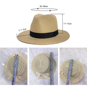 Large bord nouveau extérieur pour femmes et hommes unisexe respirant plage Panama Fedora paille chapeaux de soleil avec Logo - Product Image 2