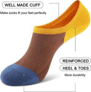 Hidden <b>Socks</b> for Men Women Reinforced Cotton No Show <b>Socks</b> Soft Color Block <b>Breathable</b> with Heel & Anti-Slip Grip Premium - Product Image 2