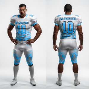Ensemble uniforme de football américain personnalisé de haute qualité noir et or nid d'abeille, maillot et pantalon, numéro 10, B.B Industries, vêtements de sport d'équipe - Product Image 5