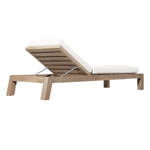 Tumbona Moderna de Teca con Cojín de Poliéster Blanco, Respaldo Ajustable, Muebles de Patio para Exteriores - Product Image 6