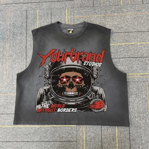 Trending Men's Custom Acid Washed Sleeve less Boxy Fit Tank Vintage DTG Print Oversized Cropped 100% Cotton Streetwear para hombres - Product Image 5