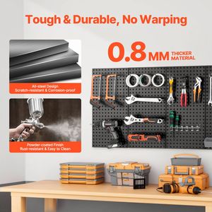 Organiseur mural en acier robuste de 24''x12'', panneaux en acier perforés pour le salon, le garage, le rangement d'outils, design moderne - Product Image 3