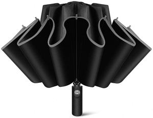 Top Sale Auto Close Three-Fold Reverse Inverted <b>Umbrella</b> 10 Ribs With Strong <b>Windproof</b> Feature Travel Manual Control Metal Frame - Product Image 2