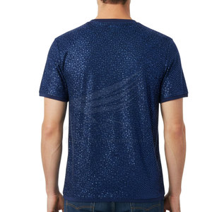 T-shirt personnalisé avec logo imprimé, strass solides, haute qualité, 100% coton respirant, coupe décontractée pour homme, vente en gros - Product Image 4