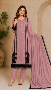 Dhwaja Export - Ensemble semi-couture en organza avec broderies et sequins, style moderne, séchage rapide, tenue traditionnelle pour femme - Product Image 3