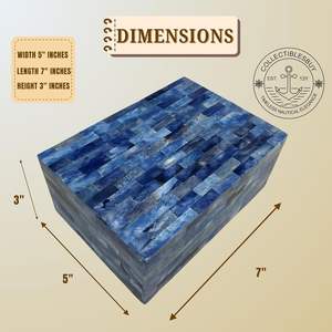 Boîte de rangement rectangulaire artisanale, boîte de rangement décorative avec incrustation de os, boîte à bijoux pour souvenirs, décoration intérieure, salon, élégante - Product Image 3