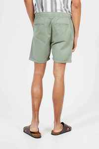 Pantalones Cortos Bermuda de Algodón Verde Sólido para Hombre con Bolsillos, Cintura Elástica, Corte Medio, Transpirables y Tejidos - Product Image 3