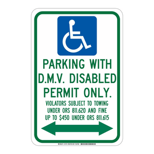Señal de Tráfico Metálica Brady DMV, Permite Solo Estacionamiento para Personas con Discapacidad, para Interiores y Exteriores - Product Image 1
