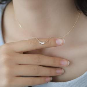 สร้อยคอเพชรเพาะเลี้ยงเคลือบทองคำ 14K พรีเมียม 1 กะรัต ทรงมาร์คีส์ E VVS รับรองโดย IGI ความยาว 16 นิ้ว เหมาะสำหรับเป็นของขวัญวันเกิด - Product Image 4