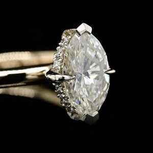 Bague de fiançailles en moissanite taille marquise, argent sterling 925 plaqué or 18 carats, sertie à griffes, bijoux de mariée - Product Image 3